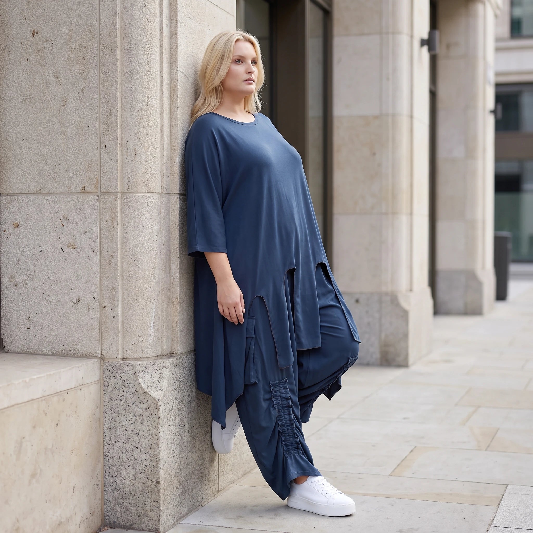 Damen Shirt Lagenlook Lyocell Petrol, A-Linie, Oversize große Größen – AKH Premium