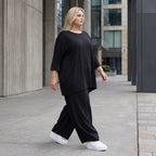Damen Hose Lagenlook Lyocell Schwarz, Ballonschnitt, Oversize große Größen – AKH Premium