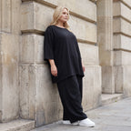 Damen Hose Lagenlook Lyocell Schwarz, Ballonschnitt, Oversize große Größen – AKH Premium