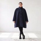Marine Teddyjacke aus Flauschstoff in A-Linie mit Kellerfalte am Rücken warm und weich