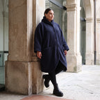 Kuschelweicher warmer Teddymantel mit Kapuze Knopfverschluss Taschen in gerader Passform
