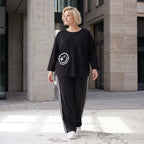 Ballonhose mit elastischem Bund und weissen Kontraststreifen im sportlichen College Look