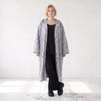 Jerseycardigan in Dusty Grey mit Kapuze aus Baumwolle und Elasthan mit geradem Schnitt
