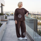 Ballonhose in Espresso aus French Terry mit Smiley Druck und Biesennähten bequem weich