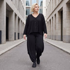 Ballonhose aus Slinky mit Stretch weites Bein als Schlupfhose fließend und elegant edel