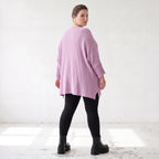 Flieder Strickshirt in A-Linie mit Destroyed-Optik kuschelig weich winterwarmes Basic