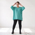Strickshirt in A-Linie mit Taschen im Destroyed-Look aus Baumwolle mit weichem Stretch