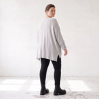 Grauer Strickpullover in A-Linie aus weichem Baumwollmix mit Stretch kuschelig warm