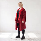 Cardigan aus French Terry in gerader Form mit Stehkragen offener Front und Baumwollmix