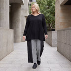 Palazzohose in Schwarz/Weiß aus weicher Bengaline mit Stretch und elastischem Komfortbund