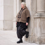 Kuschelige Teddyweste in Beige mit Tüllkombination ärmellos warm für schicke Winterlooks
