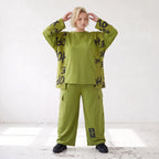 Ballonhose aus weichem Fleece in Olivgrün mit Stretch und elastischem Bund bequem lässig