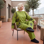 Ballonhose aus weichem Fleece in Olivgrün mit Stretch und elastischem Bund bequem lässig
