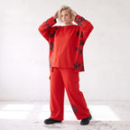 Ballonhose aus weichem Fleece mit elastischem Bund Stretch und Taschenklappen im Winter