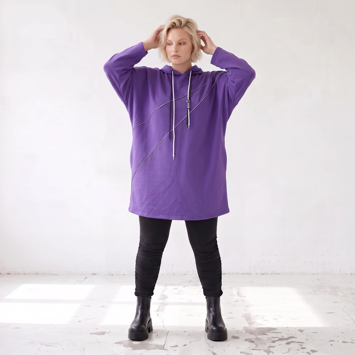 Fleecehoody mit Stretch in gerader Form warm und kuschelig für entspannte Winterlooks