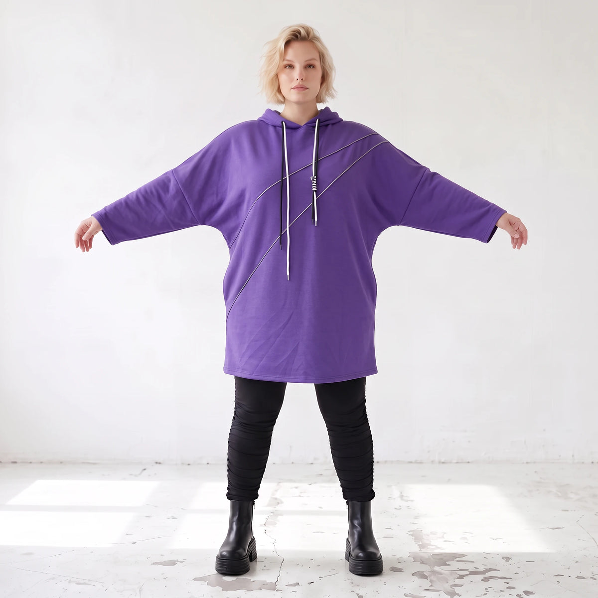 Fleecehoody mit Stretch in gerader Form warm und kuschelig für entspannte Winterlooks