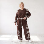 Braune Fleece Ballonhose mit Stretch Schnürbund und Taschen für winterlichen Komfort