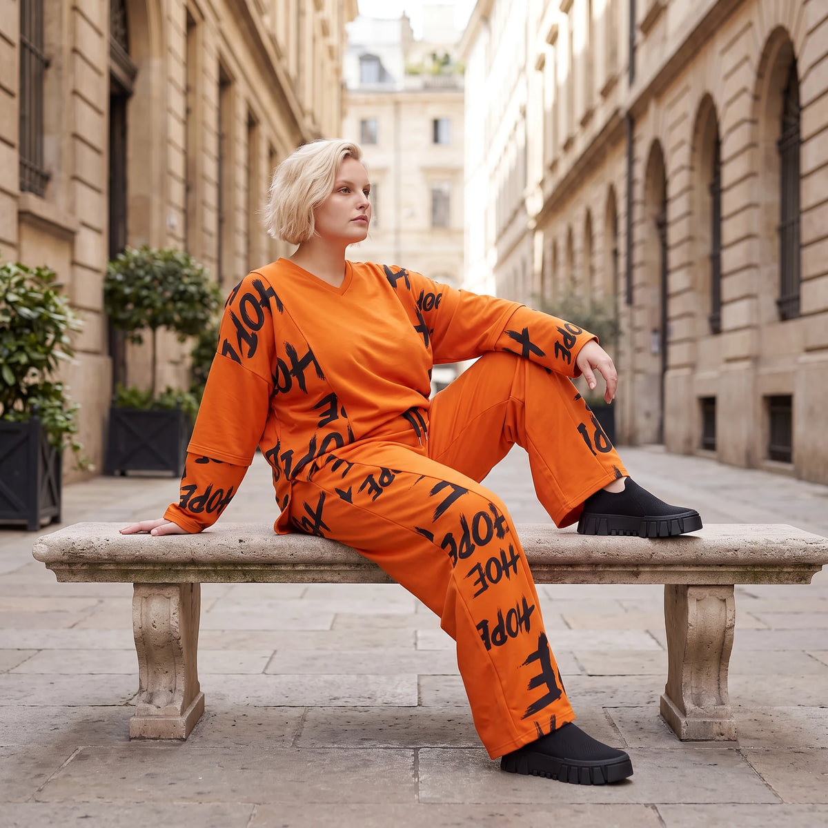 Fleece Ballonhose mit Stretch und Schnürbund in lässiger Form aus Italien für Wintertage