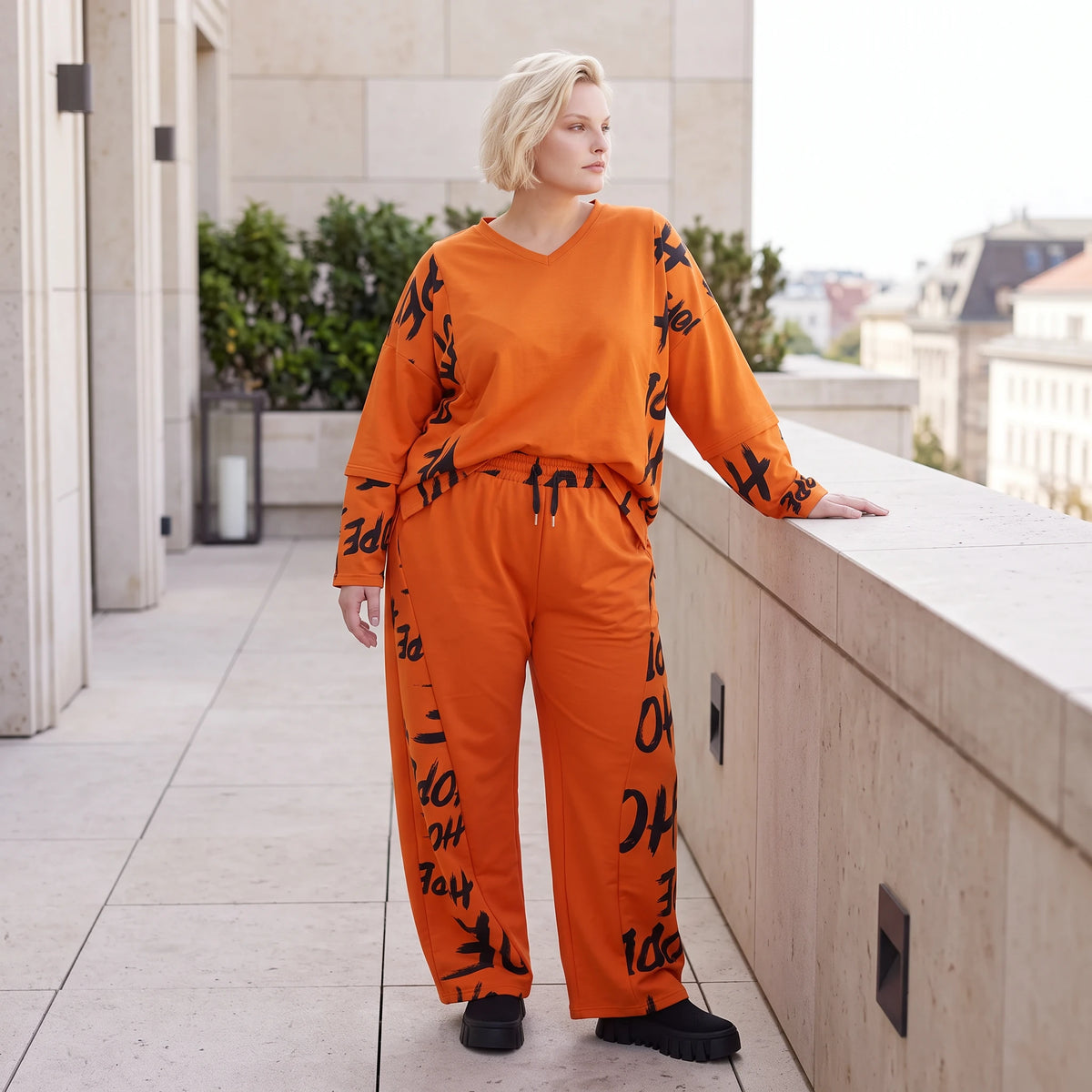 Fleece Ballonhose mit Stretch und Schnürbund in lässiger Form aus Italien für Wintertage