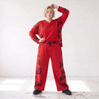 Warme Fleece Ballonhose mit elastischem Bund und Schnürung in legerer Winterform