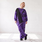 Lila Fleecelangarmshirt mit asymmetrischem Schnitt und Zipfelsaum samt Stretchkomfort