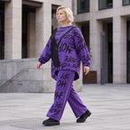 Lila Fleecelangarmshirt mit asymmetrischem Schnitt und Zipfelsaum samt Stretchkomfort