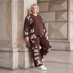 Braunes Fleeceshirt aus Stretchstoff mit V-Ausschnitt in geradem Schnitt weich und warm