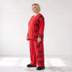 Rotes Fleeceshirt mit V-Ausschnitt aus weichem Stretchmaterial warm und alltagstauglich