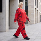 Rotes Fleeceshirt mit V-Ausschnitt aus weichem Stretchmaterial warm und alltagstauglich