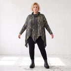 Wintershirt aus weichem Baumwolljersey mit Stretch in A-Linie Rollkragen mit Tunnelzug