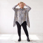 Wintershirt aus Baumwolljersey in A-Linie mit Rollkragen und Tunnelzug kuschelig weich