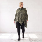 Wintershirt aus Baumwolljersey mit Rollkragen Tunnelzug und Zipfelsaum in A-Linie weich