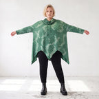 Wintershirt aus weichem Baumwolljersey mit Stretch in A-Linie mit Rollkragen Zipfelsaum