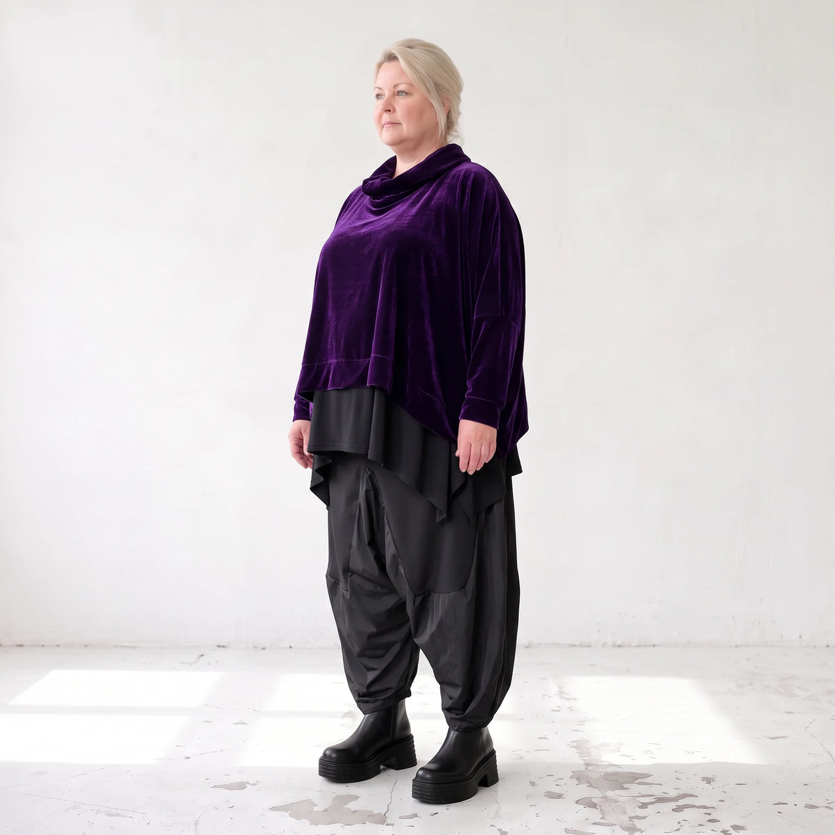 Flauschiger Velour Überwurf mit Rollkragen im kastigen Schnitt kuschelig warm für Winter