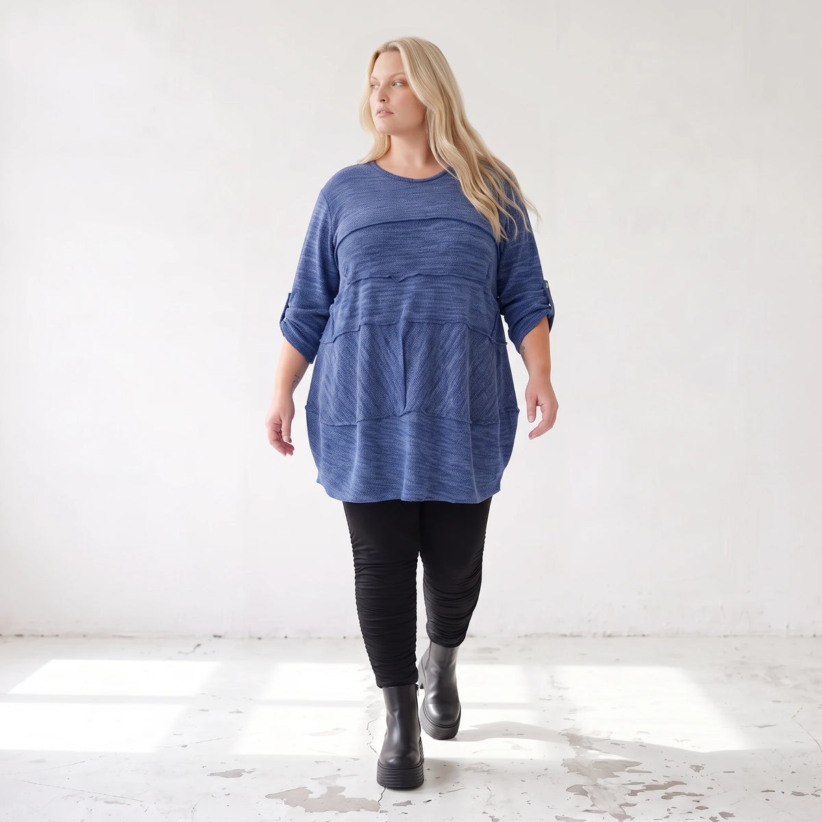 Feiner Strickpullover in A-Linie mit Stretchanteil weich wärmend Made in Italien