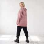 Rosa Ripp Hoodie mit Kapuze Kängurutasche und Stretch mit gerader bequemer Passform