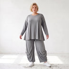 Langarmshirt in Glockenform aus Slinky mit Stretch und Rundhalsausschnitt fließend