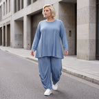 Langarmshirt in Glockenform aus weichem Stretchstoff mit Rundhalsausschnitt Basic