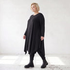 Fließendes A-Linienkleid aus Slinky mit Stretch und Rundhalsausschnitt pflegeleicht