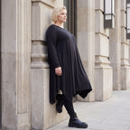 Fließendes A-Linienkleid aus Slinky mit Stretch und Rundhalsausschnitt pflegeleicht