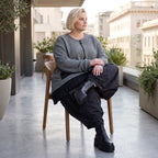 Strickjacke in A-Form mit Reißverschluss Rundhalsausschnitt Taschen Memorytaft leicht