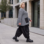 Strickjacke in A-Form mit Reißverschluss Rundhalsausschnitt Taschen Memorytaft leicht
