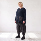 Marine Strickjacke in Glockenform mit Reißverschluss Taschen und softem Stretchmix