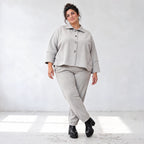 Karottenhose in grauer Jeansoptik mit elastischem Komfortbund und weicher Stretchqualität