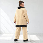 Jerseyhose mit geradem Bein und Dehnbund mit Taftdetails und dekorativer Overlocknaht