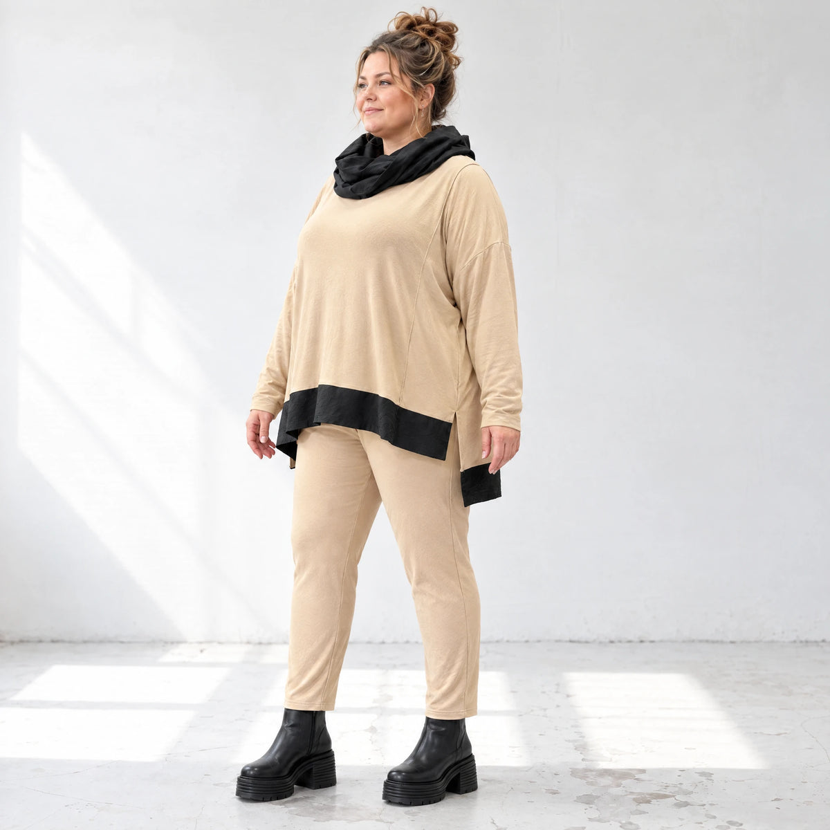 Karottenleggings aus Viskosejersey mit Elasthan schmal geschnitten mit elastischem Bund