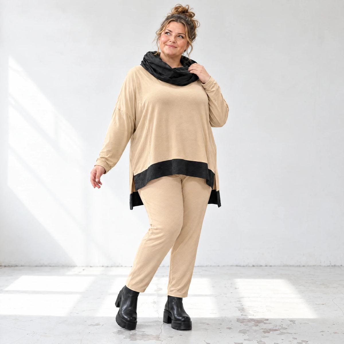 Karottenleggings aus Viskosejersey mit Elasthan schmal geschnitten mit elastischem Bund
