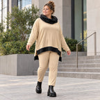 Karottenleggings aus Viskosejersey mit Elasthan schmal geschnitten mit elastischem Bund