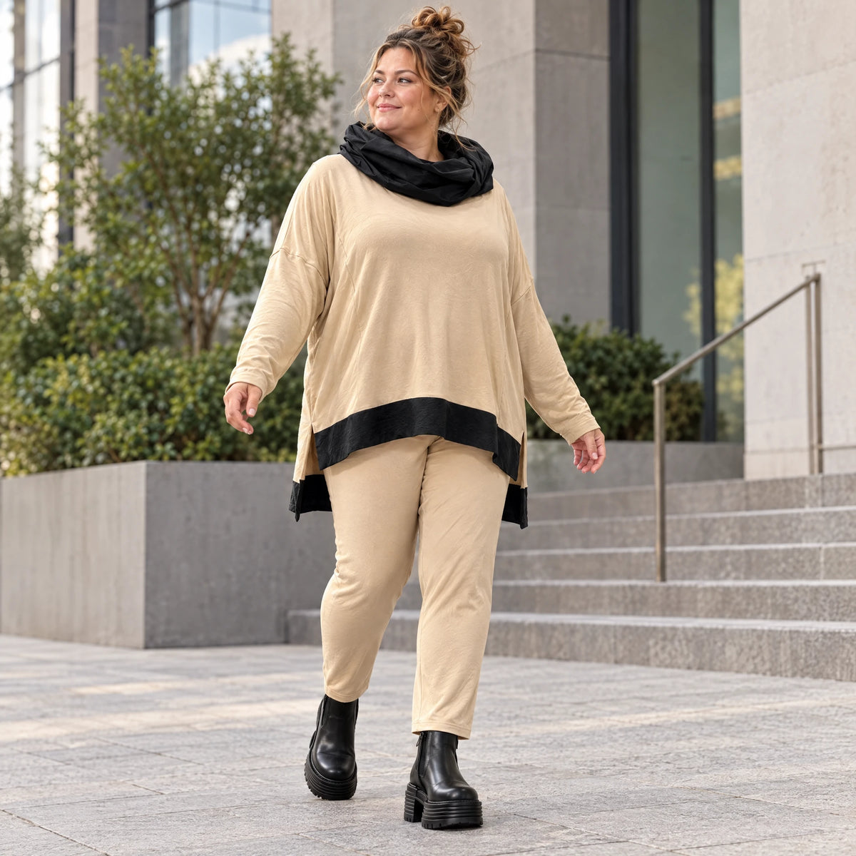Karottenleggings aus Viskosejersey mit Elasthan schmal geschnitten mit elastischem Bund