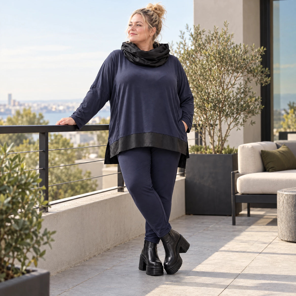 Winter Karottenleggings aus warmem Viskosejersey mit Stretch und bequemem Dehnbund